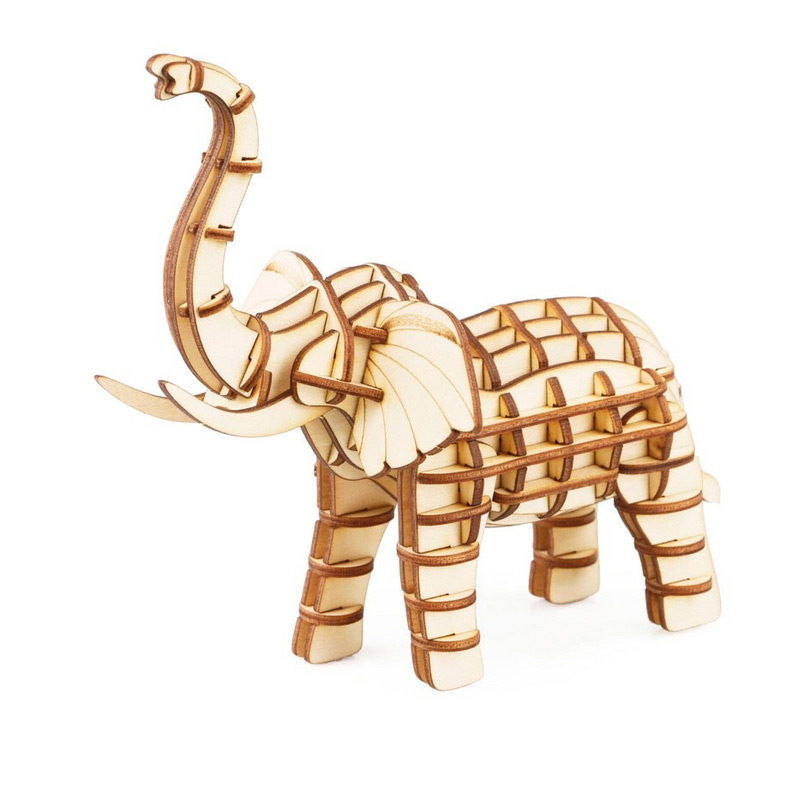 Bauen Sie Ihr eigenes 3D-Holz-Puzzle, Holz-Bastelset, Geschenke für Kinder und Erwachsene (Elefant)