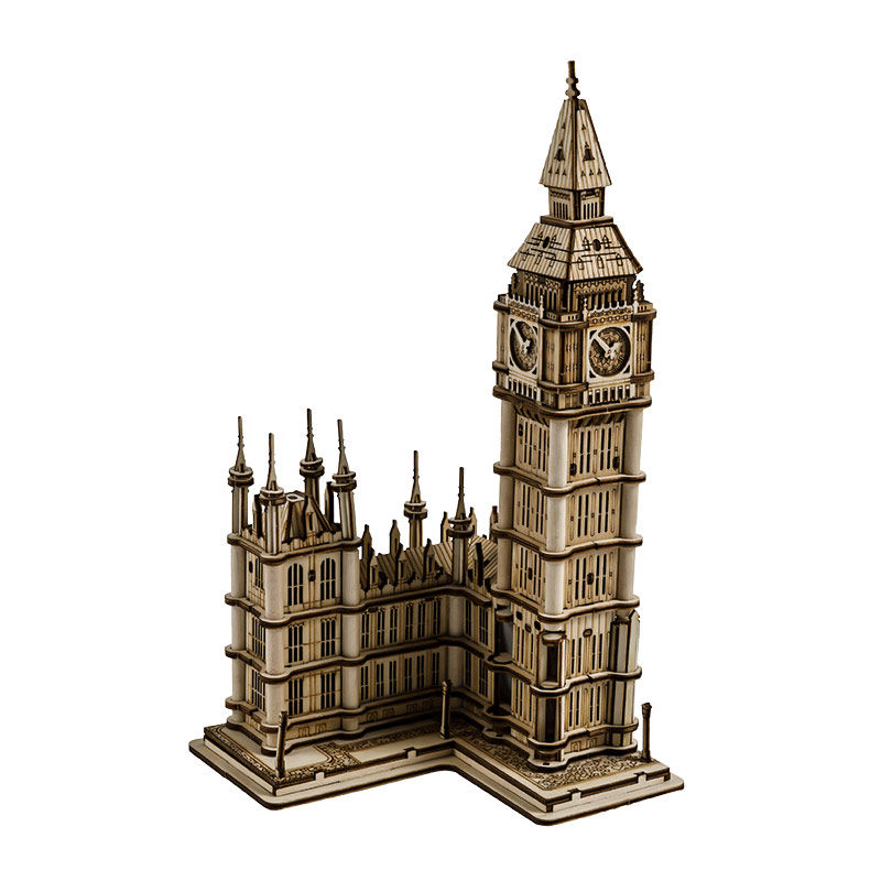 Big Ben, britische Architektur, Holzpuzzle, neu graviert, physisch