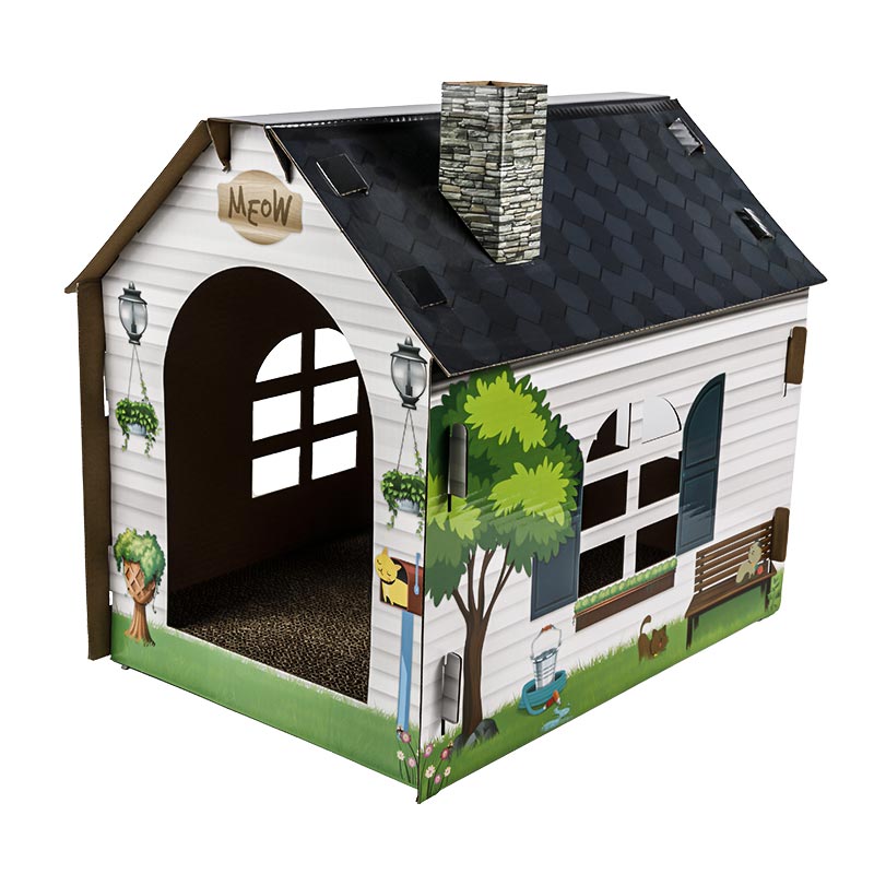 Forest Design Katzenhaus Karton Katzenschloss mit Kratzbaumhaus Eigentumswohnungen Katzen-Klettergerüst Aktivitätszentrum Nistkasten Kätzchenbetten für Hauskatzen groß