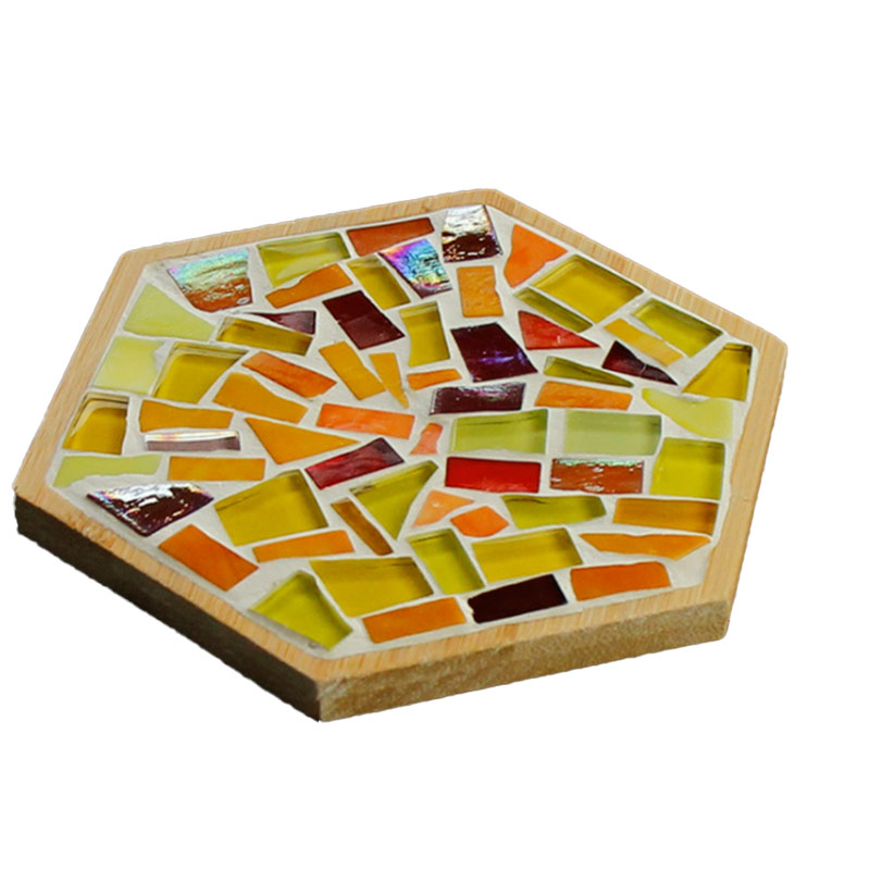 New Crystal Mosaic DIY Hexagon Coaster Handmade Wood Fortune Cat Carton Colorful Ins Home Decoration