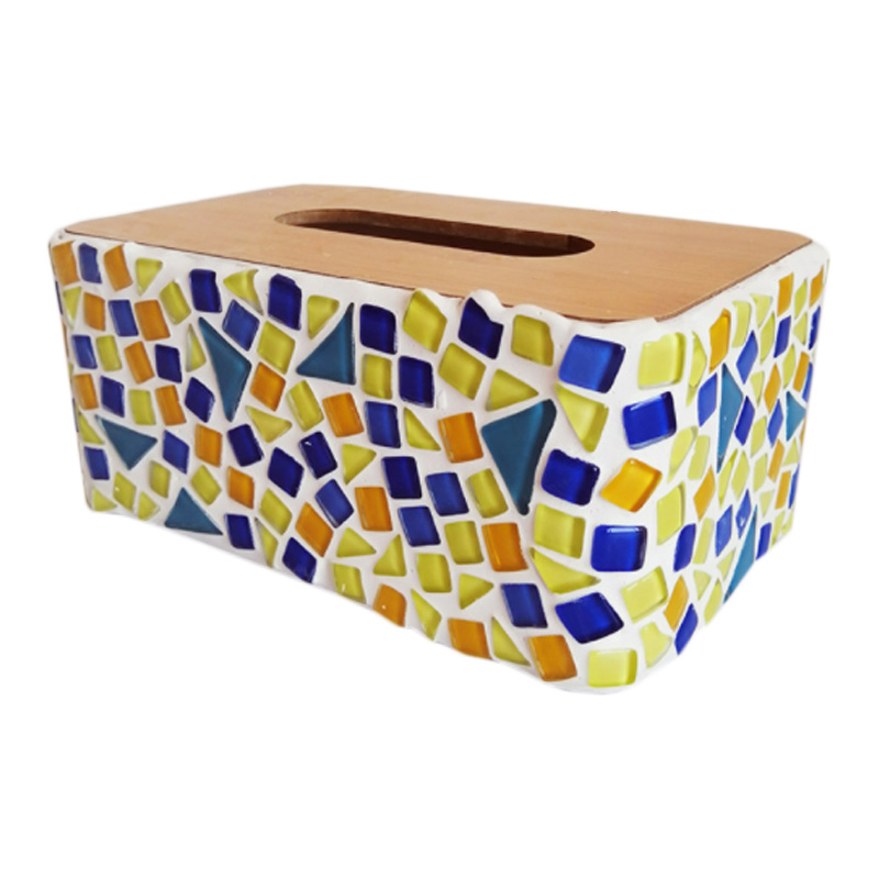 Mosaik-Tissue-Box, DIY-Kunst für Eltern-Kind-Projekte, rechteckige Tissue-Box, Ins Macarons-Farbdesign, große Größe, großer Stauraum, Tissue-Box für Arbeitsplatte, Waschtisch, Schlafzimmer, Küche, Wohnzimmer, Aufbewahrung zu Hause