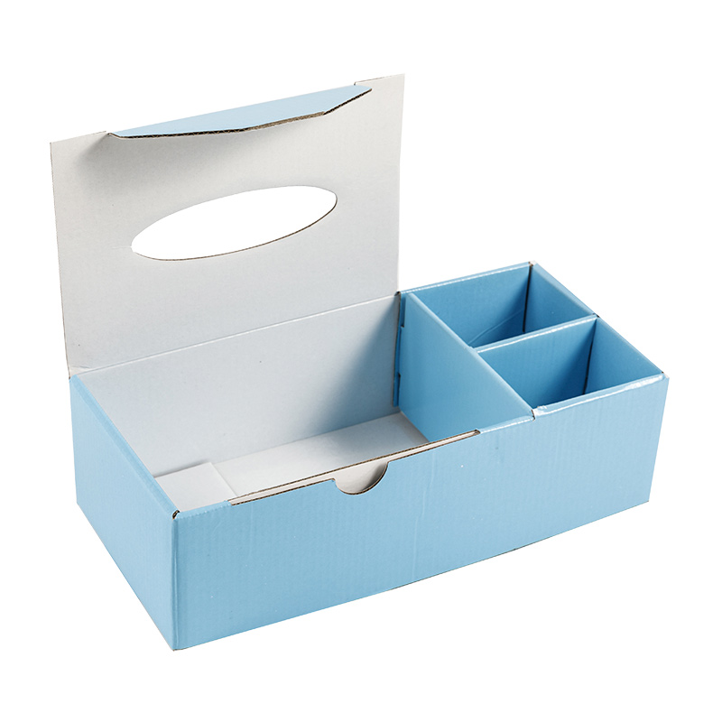 Rosa/blaue Schreibtisch-Organizer-Aufbewahrungsbox, multifunktional, Kraftpapier, umweltfreundlich