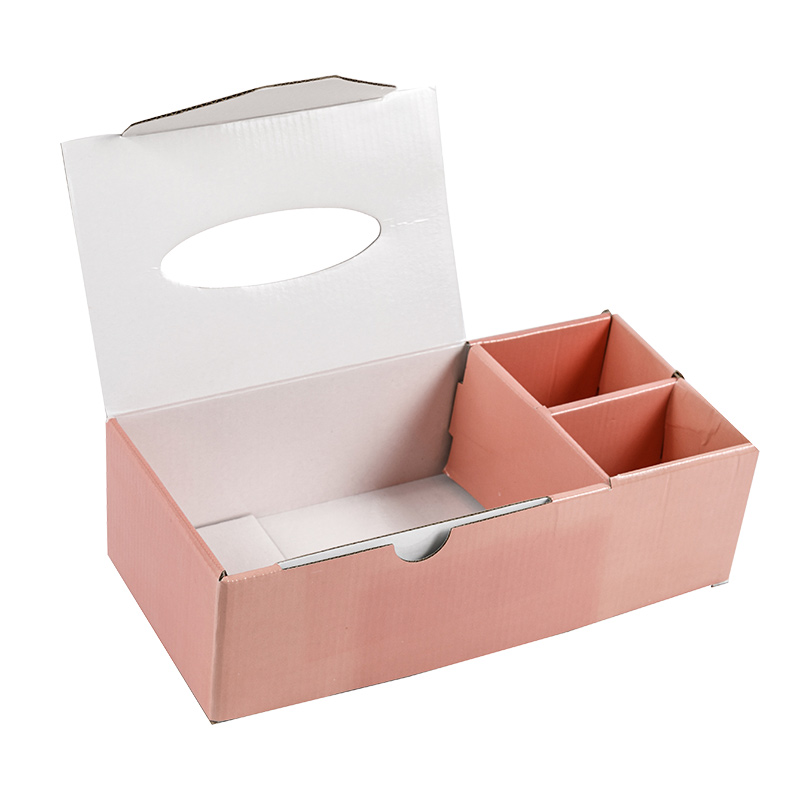 Rosa/blaue Schreibtisch-Organizer-Aufbewahrungsbox, multifunktional, Kraftpapier, umweltfreundlich