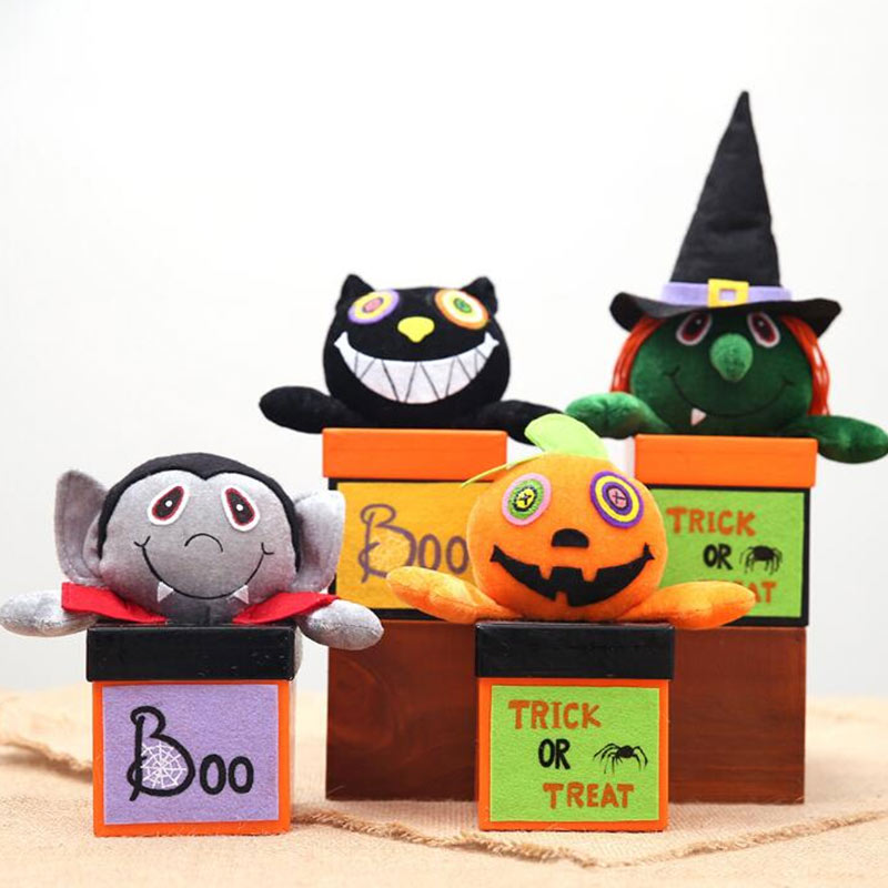 Halloween-Box mit herausgeplatzter Puppendekoration, vier Stück im Set