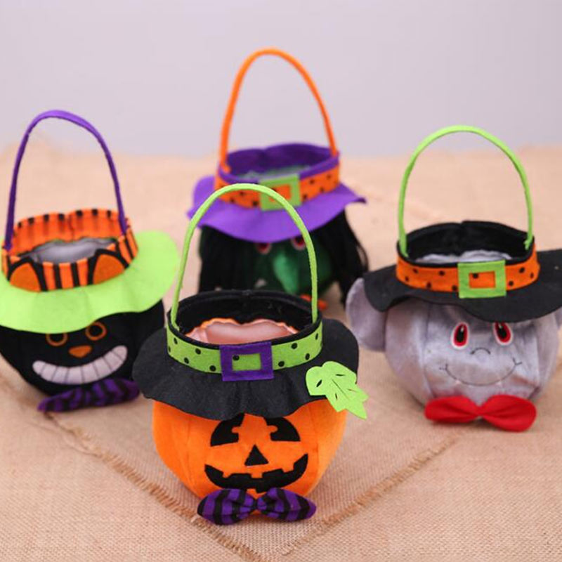 3D-Süßigkeitstüte in vier Stilen für Halloween, Kindergröße, süßes Muster